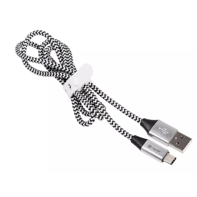 Laidas USB 2.0 Type-C vyriškas - C vyriškas 1,0 m juodas-sidabrinis
