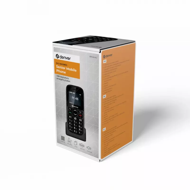 Mobilusis telefonas DENVER BAS-18500MEB 1,77 colio, Dual SIM, 2G, 128x160, 800 mAh, juodos spalvos