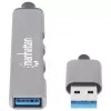 Manhattan USB-A 4 prievadų šakotuvas, 1x USB 3.2 Gen1, 3x USB 2.0, aliuminis