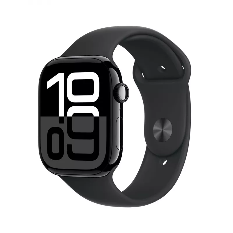 Apple Watch Series 10 GPS 46mm Jet Black Aliuminio Korpusas su Juoda Sportine Juosta - M/L