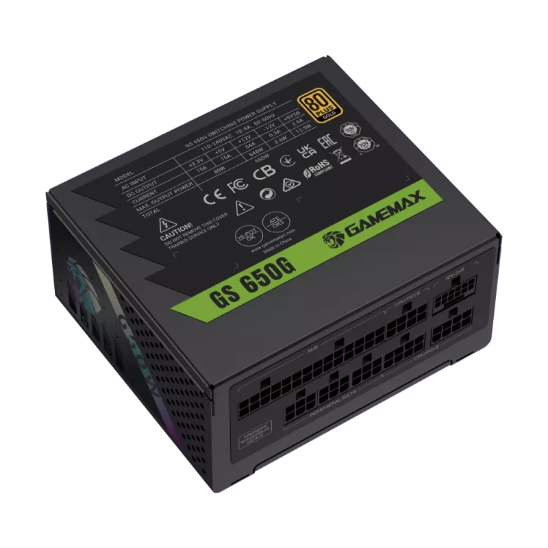 Gamemax GS 650G maitinimo blokas, 80 PLUS Gold, 650 W