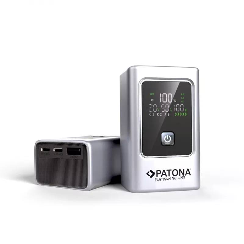 PATONA Platinum Powerbank Luxury One PD35 | 10000 mAh | PD 35 W | USB-C + USB-A sidabrinė, juoda