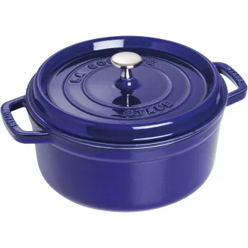 Ketaus kokotas Staub 26 cm apvalus, tamsiai mėlynas