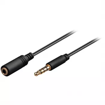 Wentronic Goobay 3,5 mm lizdo ilginimo laidas, juodas, 1,5 m - 3,5 mm kištukas (4 kontaktai, stereo) > 3,5 mm lizdas (4 kontaktai, stereo) (62478)