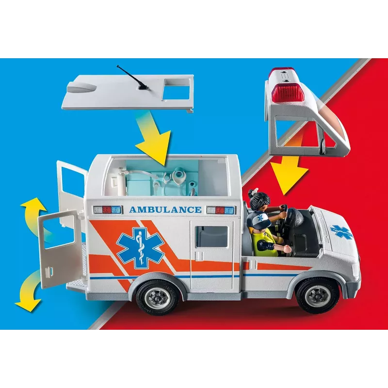 Žaislinis greitosios pagalbos automobilis PLAYMOBIL 71232 – įvairiaspalvis, nuo 4 iki 10 metų, AAA baterija