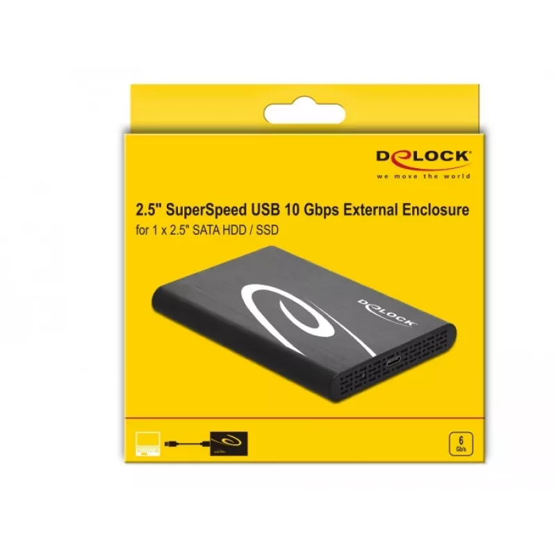 Išorinis dėklas HDD/SSD DeLOCK 42610 2,5 colio SATA