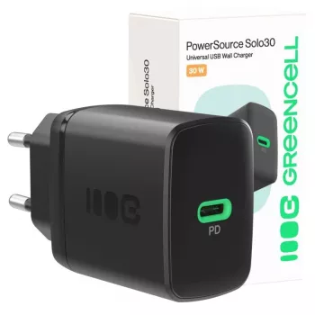Green Cell PowerSource Solo30 30W Juodas – USB-C vieno prievado įkroviklis