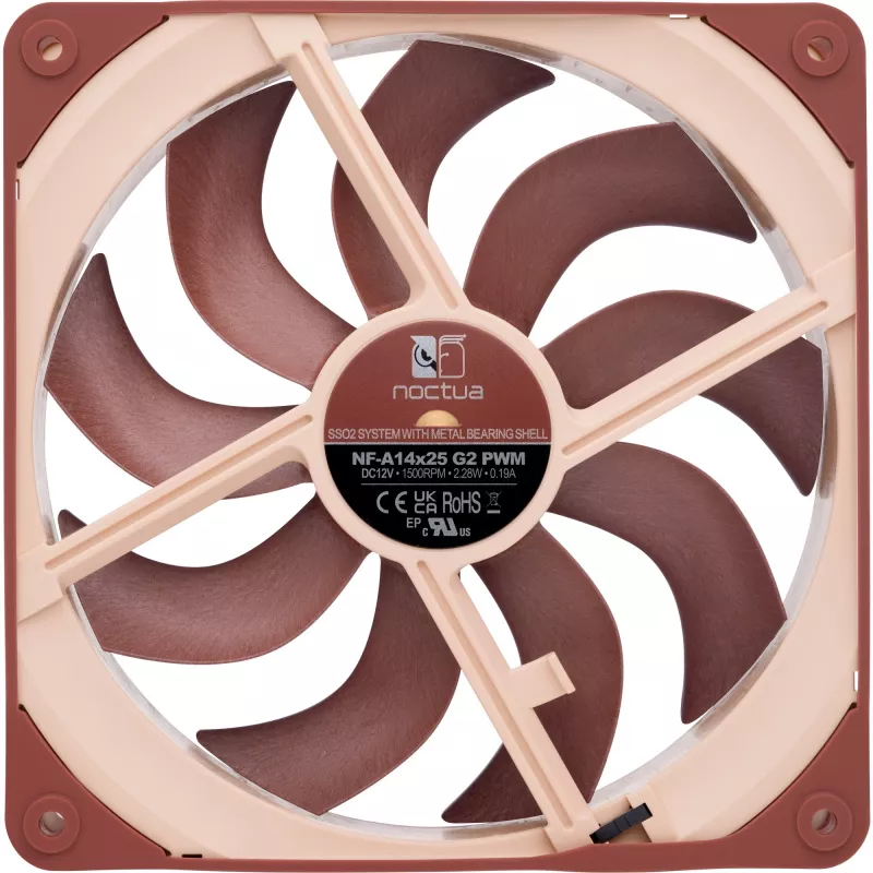 Ventiliatorius Noctua NF-A14x25 G2 PWM 140 mm 1500 RPM SSO2 guolis 4-pin PWM Smėlio spalvos