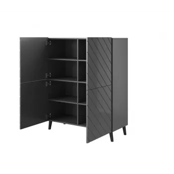 Shelving unit ABETO 100.5 x 40 x 121.5 cm grafito/blizgus grafito