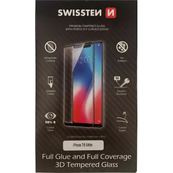 Apsauginis stiklas SWISSTEN 3D Full Glue grūdintas stiklas iPhone 7/8 – baltas