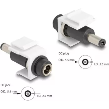 DeLOCK Keystone modulis DC 5,5 x 2,5 mm moteriškas–vyriškas baltas