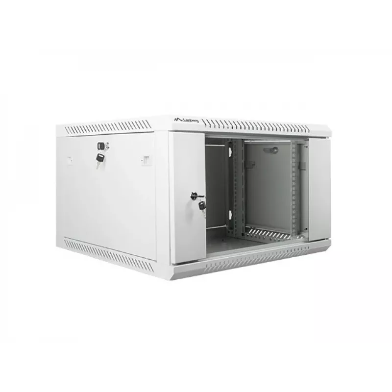 Lanberg sieninis montažinis spintos stovas 19'' 6U 600x600mm pilkas (stiklinės durys)