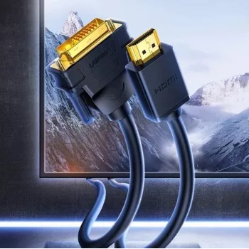UGREEN DVI į HDMI adapterio kabelis HD106 — DVI (vyriškas) į HDMI (vyriškas), 1,5 m, FHD 1080p / 3840×2160