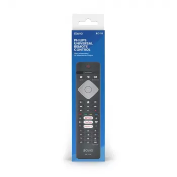 SAVIO RC-16 universalus IR belaidis nuotolinio valdymo pultelis TV imtuvui / priedėliui, iki 20 įrenginių, 10 m atstumas, juodas