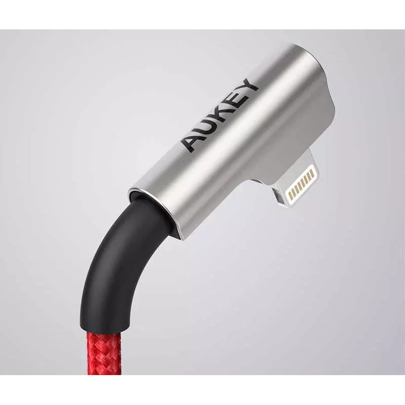 USB į Lightning laidas Aukey CB-AL01 Raudonas – Nailono pintas laidas Apple įrenginiams
