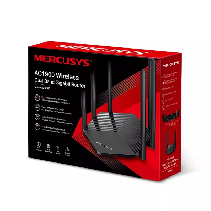 Mercusys AC1900 belaidis dviejų juostų gigabitinės spartos maršrutizatorius