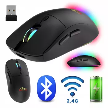 Belaidė pelė MEDIA-TECH MT1124 BT/RF Tylus ir Įkraunama – ambidekstrinė, 3200 DPI, Bluetooth + 2,4 GHz USB, 6 mygtukai, įkraunama