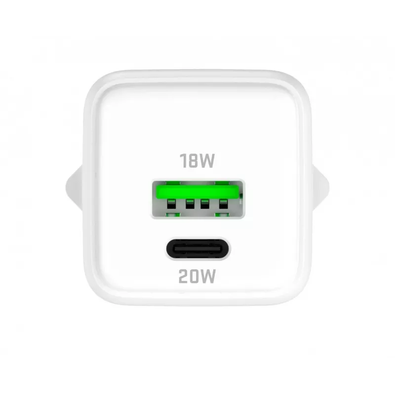 USB C/A sieninis įkroviklis YENKEE YAC G38 20W 3A Power Delivery (USB‑C ir USB‑A)
