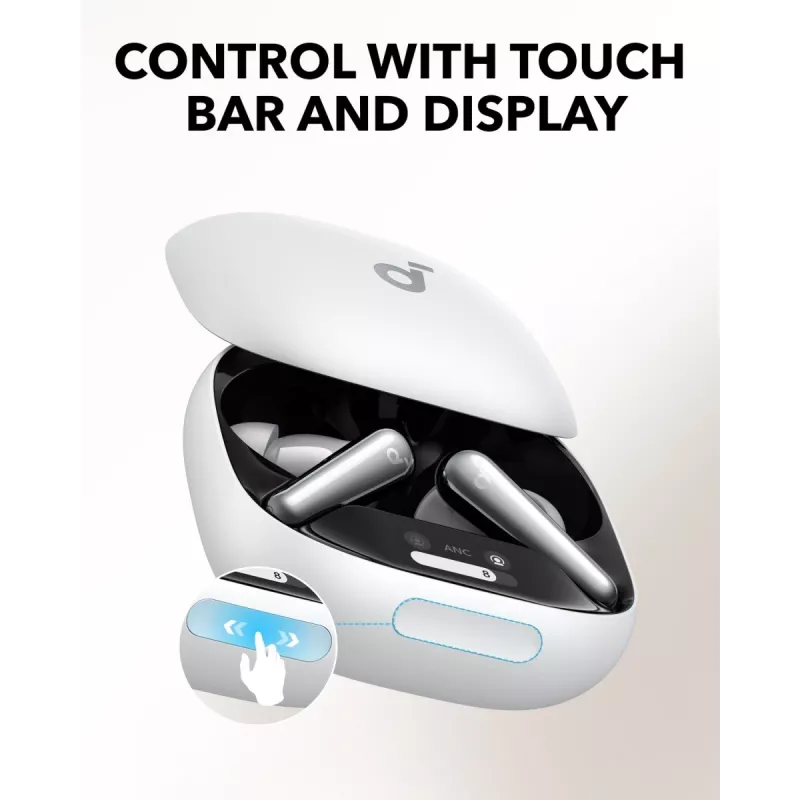 Belaidės ausinės Anker Soundcore Liberty 4 Pro TWS, į ausį, baltos, skirtos skambučiams/muzikai/sportui, 61,97 g