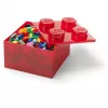 LEGO Storage Brick 4 laikymo dėžė su dangčiu, raudona permatoma