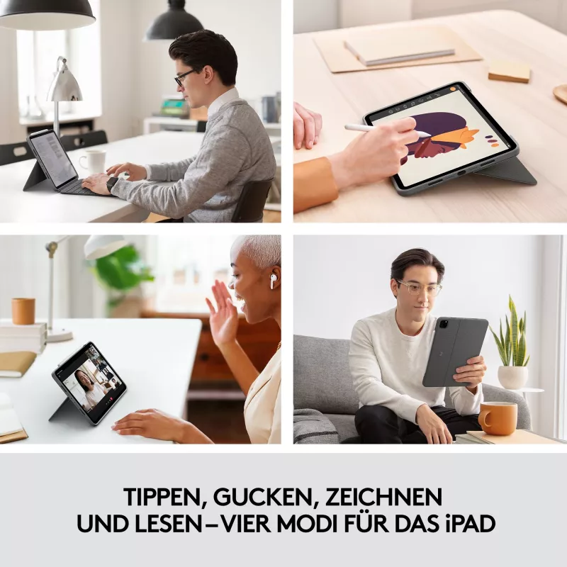 Dėklas su klaviatūra Combo Touch US iPad Pro 11 1,2,3 Gen pilka