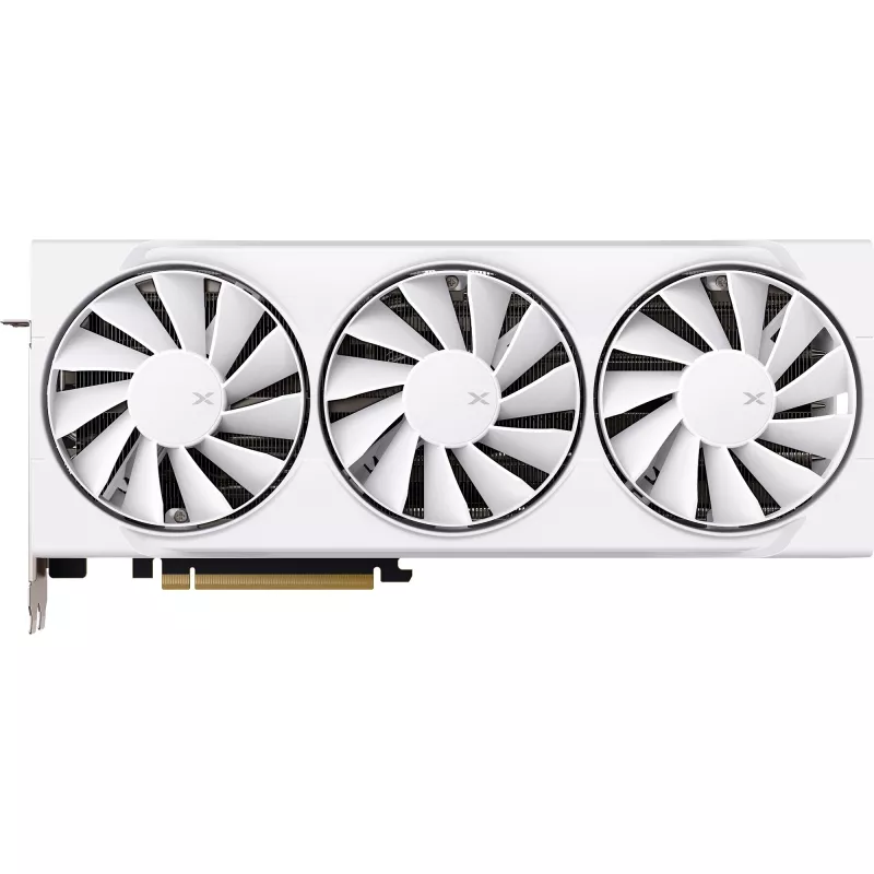 Vaizdo plokštė XFX Radeon RX 9070 XT – 16 GB GDDR6, 256 bitų, PCIe x16, 2400 MHz, 3 ventiliatoriai, balta, 325×65 mm