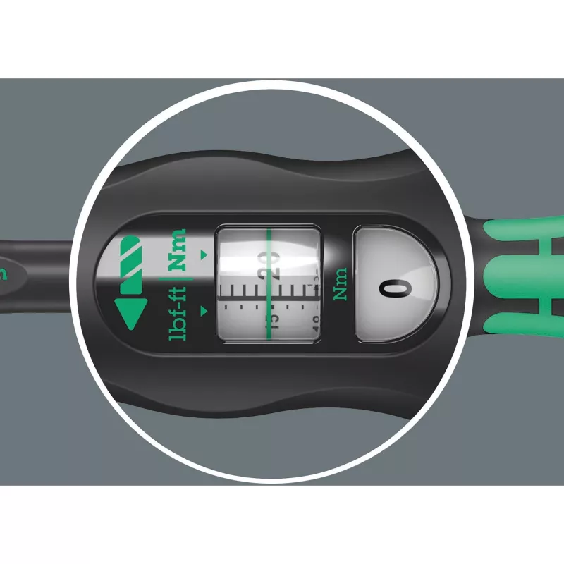 Wera Click-Torque X 7 sukimo veržliaraktis su juodai-žalia rankena, kvadratinis 14x18 mm