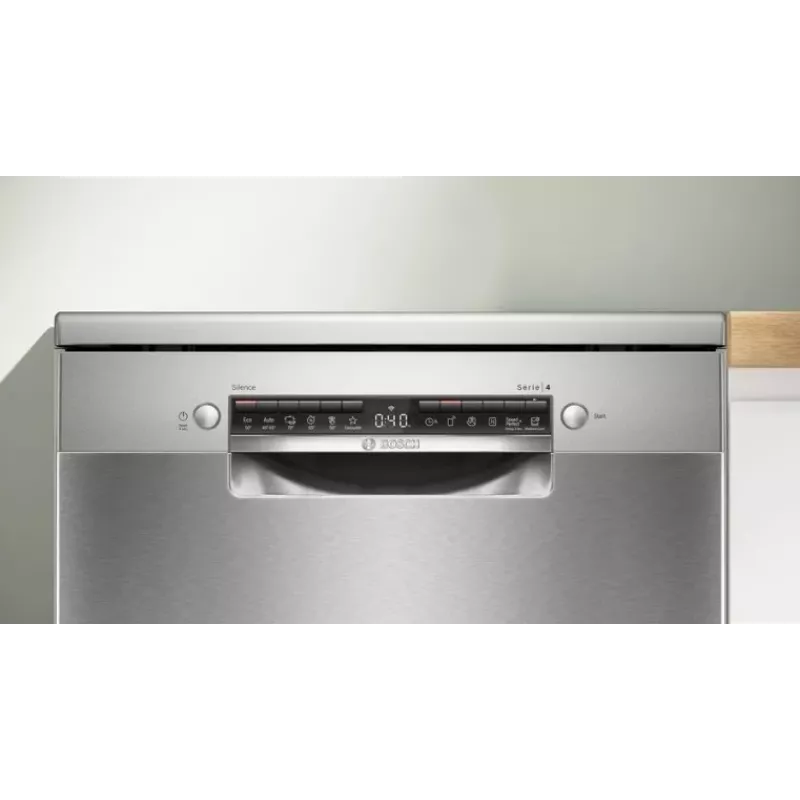 Laisvai pastatoma indaplovė Bosch SMS4EVI04E — 13 komplektų, 44–46 dB, energijos klasė D, 60×60×84.5 cm