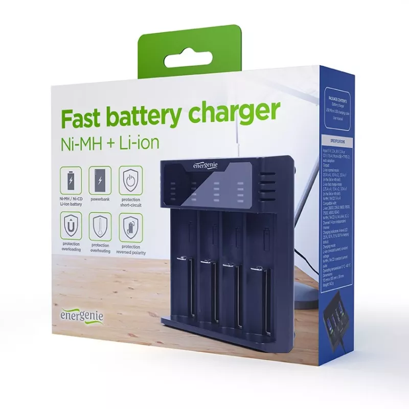 Gembird BC-USB-02 USB įkroviklis ličio jonų, NiCd, NiMH baterijoms