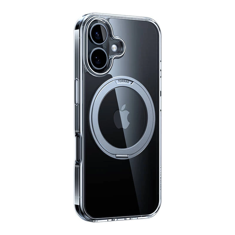 Apsauginis dėklas Torras Ostand Pro iPhone 16 Plus, permatomas, plonas, TPU/PC