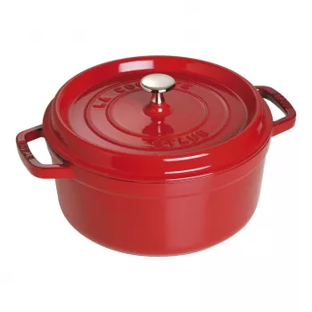 Staub Cocotte Single Pan 24 cm Cherry – ketaus troškintuvas su emaliu