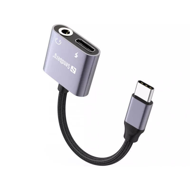 USB-C garso adapteris SANDBERG PD65W 136-67 su USB-C PD perdavimu