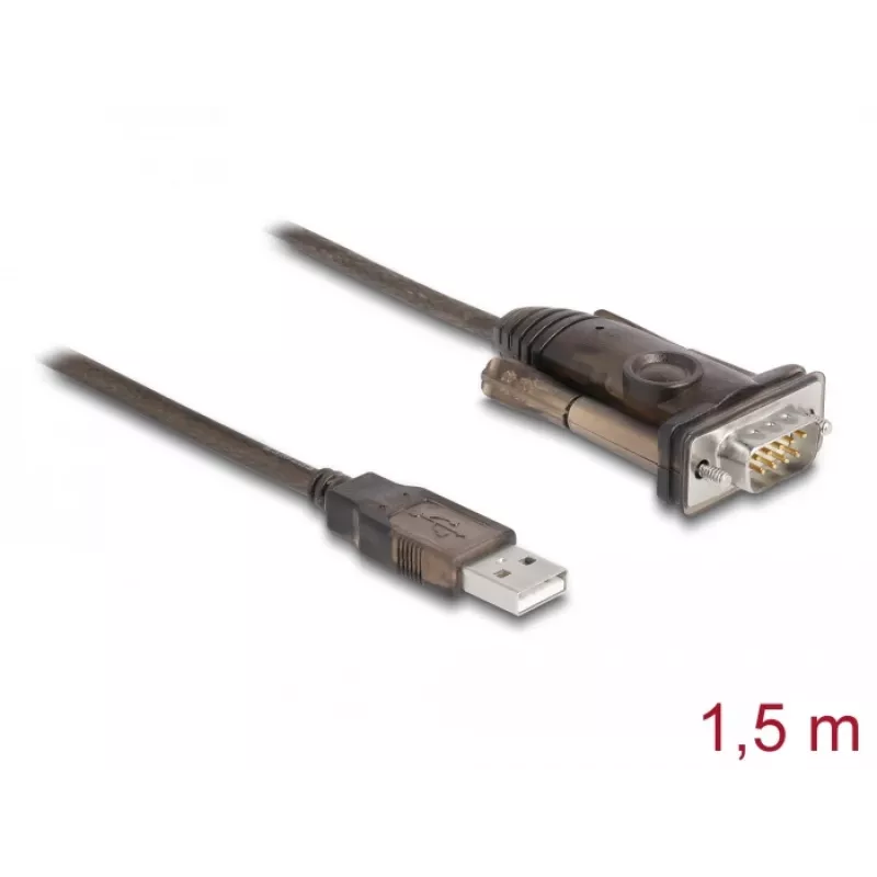 Adapteris USB 2.0 Type-A į Serial RS-232 D-Sub 9 kontaktų kištukas DeLOCK 62646