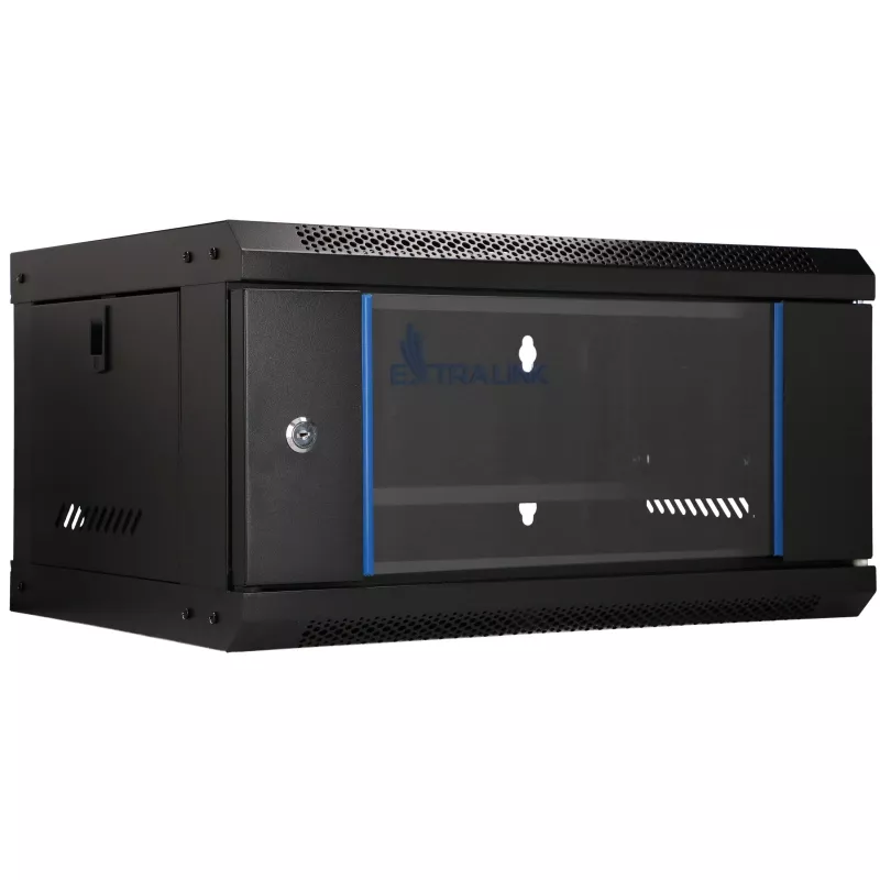 EXTRALINK LITE 4U 530×400 sieninis stovo korpusas juodas su lentyna
