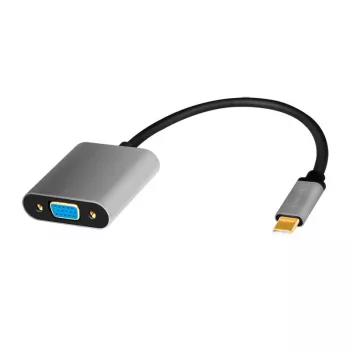USB Type-C į VGA (D-Sub) vaizdo adapterio kabelis LOGILINK CUA0104 0,15 m, pilkai juodas