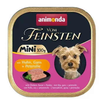 Šlapias šunų maistas Animonda Vom Feinsten 100 g – Vištiena, be grūdų, suaugusiems mažų veislių šunims (5–10 kg)