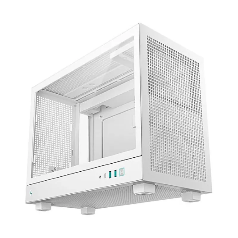 Kompiuterio korpusas DeepCool CH160 PLUS WH Small Form Factor baltas, microATX, grūdintas stiklas, USB-C
