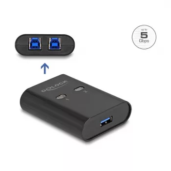 DeLOCK USB jungiklis 2 kompiuteriams prie 1 įrenginio 5 Gbps juodas
