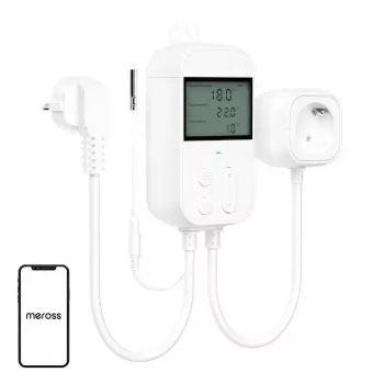 Meross MTS960HK belaidis termostatinis kištukas su LCD ekranu, baltas