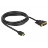 DeLOCK HDMI į DVI kabelis 2,0 m, triguba izoliacija, juodas, su varžteliais (85654)