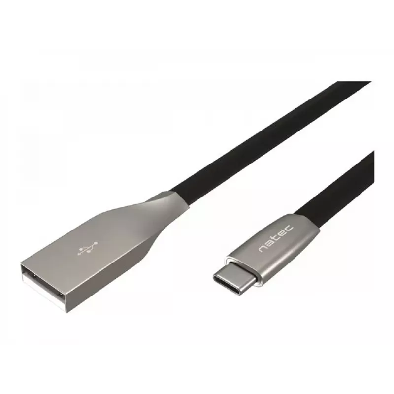 NATEC kabelis USB-C/A 2.0 1m Prati 1m juodas metalinis