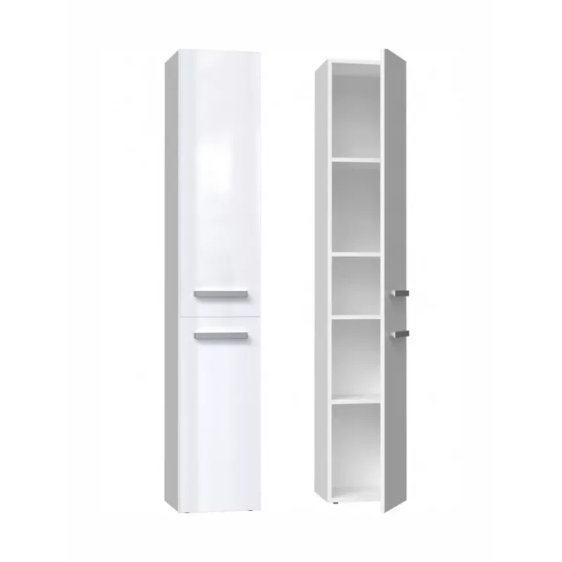 Laisvai pastatoma vonios spintelė NEL II BIEL POŁ – 5 lentynos, 310×300×1740 mm, balta