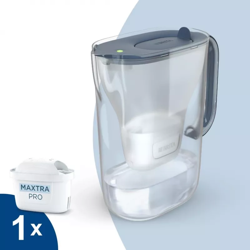 BRITA Style Essential 2,4 L vandens filtro ąsotis Graphite su MAXTRA kasetė ir Smart Light