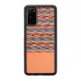 Dėklas Samsung Galaxy S20 man and wood rudas languotas juodas – apsauginis dėklas iš medžio ir polikarbonato