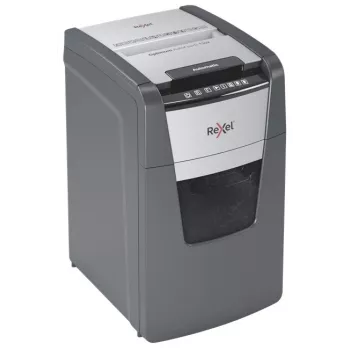 Rexel Optimum AutoFeed+ 130X popieriaus smulkintuvas, kryžminis pjovimas, 55 dB, 22 cm, juodas, sidabrinis