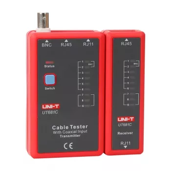 Tinklo kabelių testeris UNI-T UT681C su LCD ekranu ir kabelio ilgio matavimu