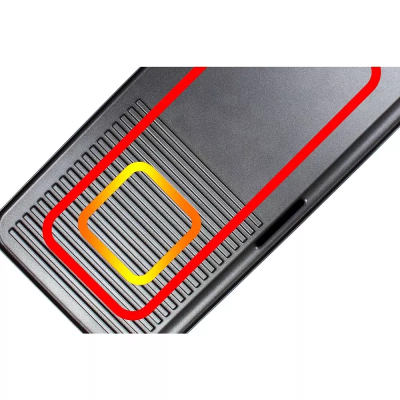 Elektrinis stalo grilis Rommelsbacher BBQ 2003 — 1900 W, 50×25 cm, briaunotas + Teppanyaki, reguliuojamas termostatas, sidabrinis/juodas