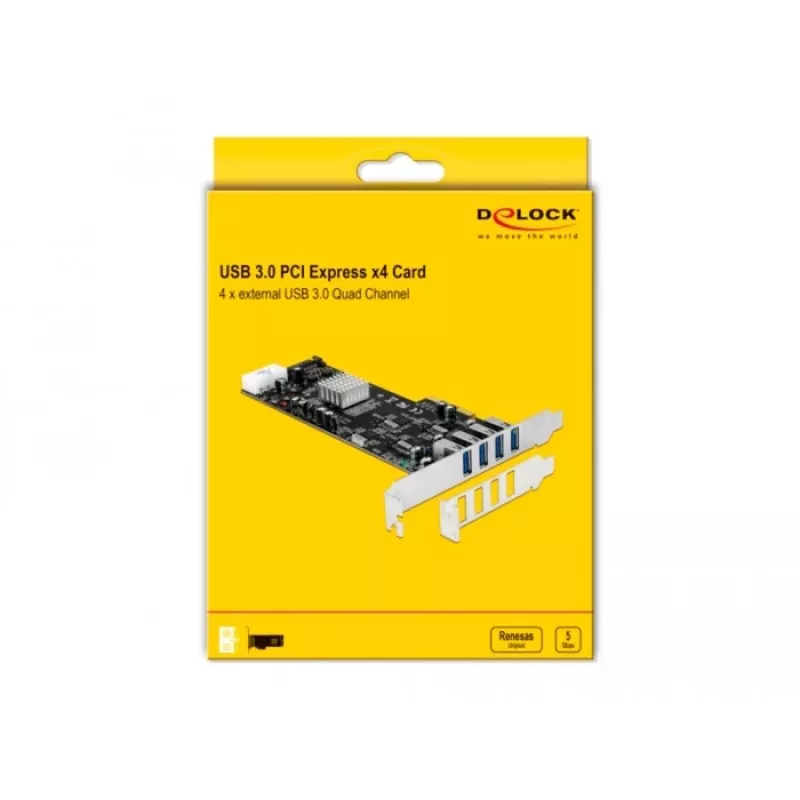 DeLOCK 89365 vidinė sąsajos plokštė, USB 3.2 Gen 1, PCIe, 4 išoriniai prievadai