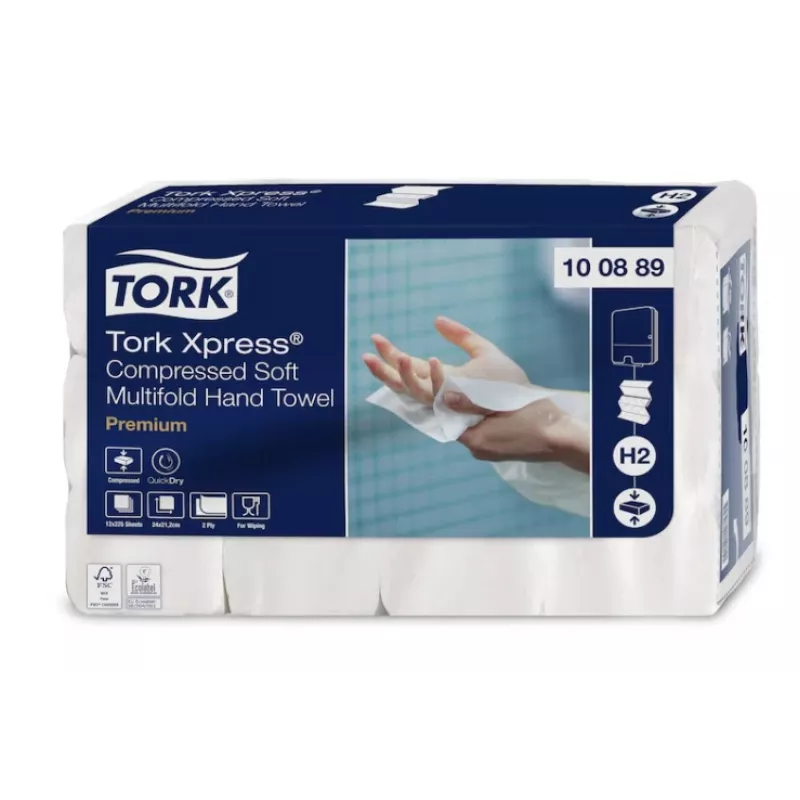 Servetėlės rankoms Tork Xpress Soft Multifold H2, 2 l., 225 lap., 22,2x24 cm, Z, 12 vnt.