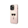 Karl Lagerfeld KLHMP14XSLKHLP kietasis dėklas iPhone 14 Pro Max 6,7 šviesiai rožinis / šviesiai rožinis silikoninis Karl galvos Magsafe